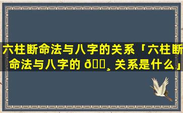 六柱断命法与八字的关系「六柱断命法与八字的 🌸 关系是什么」